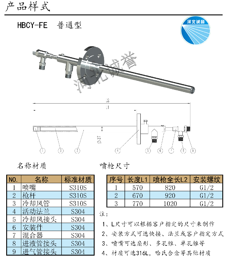 HBCY-FE脱硝喷枪产品样式